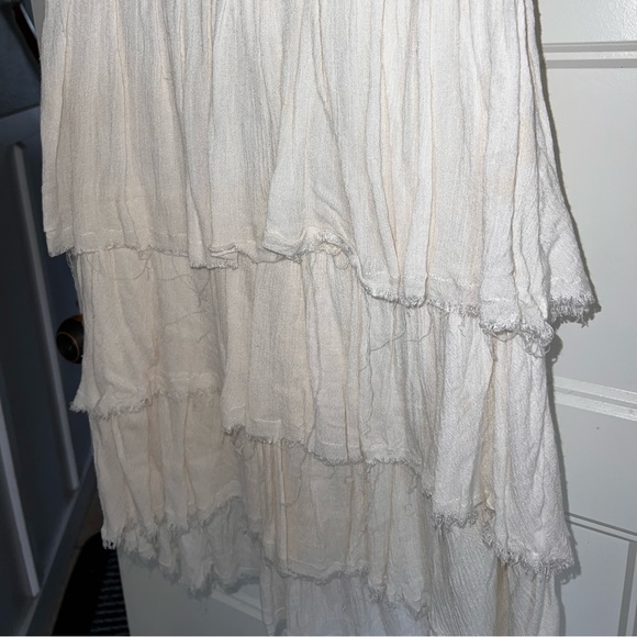 Free People Sound of The Sea Mini Dress Embroidered Ivory Tiered XS Gently Used - Picture 3 of 5